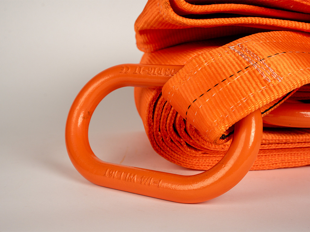 2-ply tow straps with reinforced rings, designed for secure vehicle towing and recovery with durable webbing and reliable attachment points.