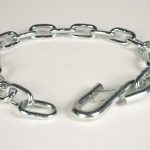 Heavy-duty trailer safety chain designed to provide a secure backup connection between trailer and towing vehicle for added towing safety.