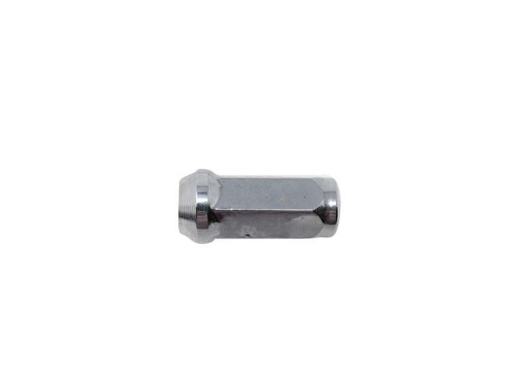 Chrome acorn wheel nut with 9/16"-18 thread, 60° cone seat, 3/4" hex, and 1.88" length