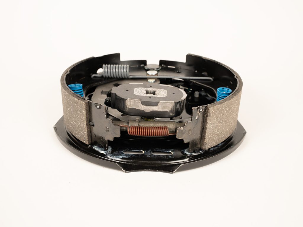 Dexter brake assembly K23-026-00 for trailer axle brake systems, designed to deliver reliable stopping power and consistent braking performance for safe towing and hauling applications.