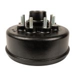 Lippert 12-1/4 inch threaded brake hub assembly for 8K axles with 8 on 6-1/2 inch bolt pattern and 5/8 inch wheel studs isolated on white background