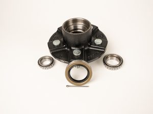 Idler hub with bearing kit for 3,500 lb trailer axles, 5 on 4-1/2 inch bolt pattern with 1/2 inch studs