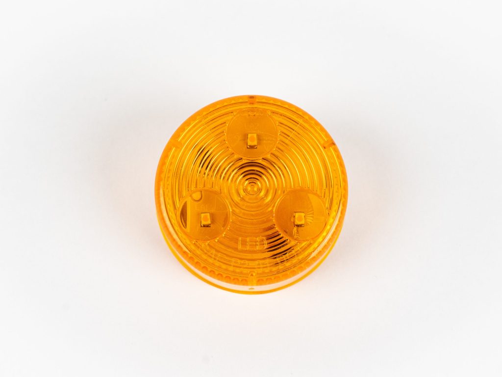 Amber (Yellow) 2 inch Round 3-LED Grommet Mount Marker Light. Also works as a clearance light.