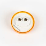 Back of Amber (Yellow) 2 inch Round 3-LED Grommet Mount Marker Light. Shows 2-prong PL-10 plug for easy installation.