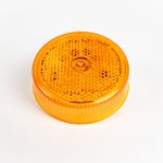 Yellow 2-1/2 inch Round 8-LED Grommet Mount Marker Light shows commercial vehicle dimensions. Also used as a clearance light.