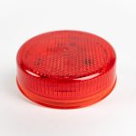 Red 2-1/2 inch Round 8-LED Grommet Mount Marker Light shows commercial vehicle dimensions. Also works as a clearance light.