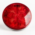 Red 4 inch Round 10-LED Grommet Mount Tail Light, showing 10 light-emitting diodes.