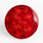 Red 4 inch Round 10-LED Grommet Mount Tail Light, showing 10 light-emitting diodes.