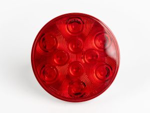 Red 4 inch Round 10-LED Grommet Mount Tail Light, showing 10 light-emitting diodes.