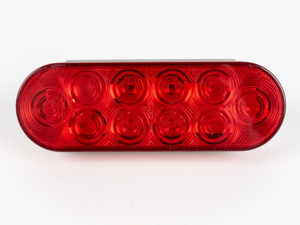 Red 6 inch Oval 10-LED Grommet Mount Tail Light. Also works as turn and brake light.