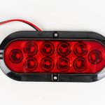 Red Red 6 inch Oval 10-LED Surface Mount Tail Light. Also works as turn and brake light. Showing 3-wire electrical connection.
