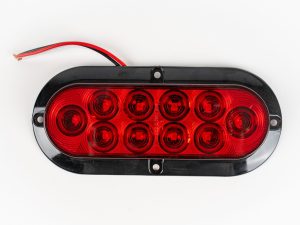 Red Red 6 inch Oval 10-LED Surface Mount Tail Light. Also works as turn and brake light. Showing 3-wire electrical connection.