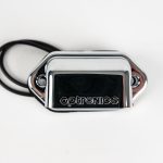 Oblong 2-LED License Plate Light with chrome ABS housing, polycarbonate lens, 2 wires, chrome cover & mount. Front.