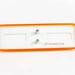 Back of yellow (amber) Mini Thinline 3-LED Snap In Marker Light, showing easy 2-prong electrical connection.