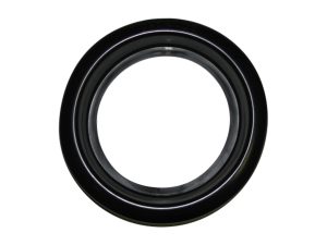 Direct front view of Optronics A55PB 2.5-inch round black rubber trailer clearance marker light mounting grommet showing embossed Optronics branding.