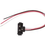 Direct view of Optronics A47PB 3-wire right-angle PL-3 plug-in trailer stop, turn, and tail light pigtail harness with color-coded leads.