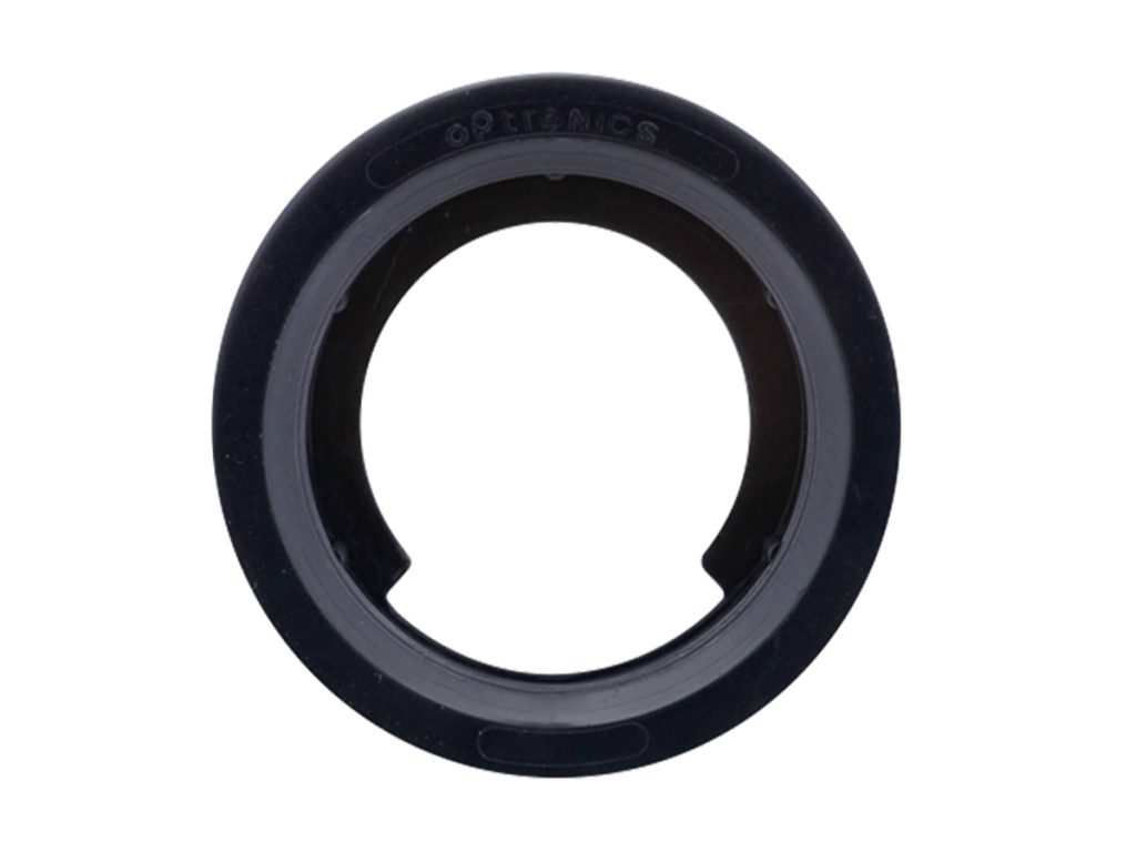 Direct front view of Optronics A45PB 4-inch round black rubber trailer light mounting grommet.