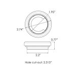 Direct front view of Optronics A45PB 4-inch round black rubber trailer light mounting grommet.