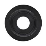 Direct front view of Optronics A54PB 2-inch round black rubber trailer clearance marker light mounting grommet.