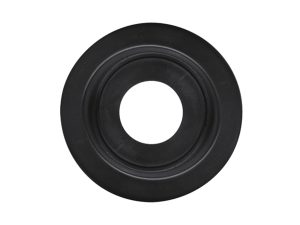 Direct front view of Optronics A54PB 2-inch round black rubber trailer clearance marker light mounting grommet.