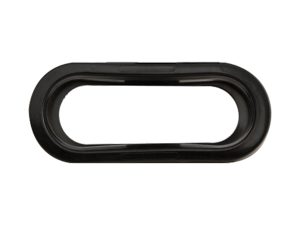 Direct front view of Optronics A70PB 6-inch oval black rubber trailer light mounting grommet.