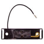 Direct view of Optronics A65B ThinLine trailer clearance marker light mounting bracket base with grounding strap and wire lead.