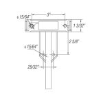 Direct front view of Optronics A65PB ThinLine trailer fender marker light mounting bracket with extended arm and wire lead.