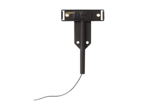 Direct front view of Optronics A65PB ThinLine trailer fender marker light mounting bracket with extended arm and wire lead.