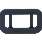 Direct front view of a black rectangular rubber mounting grommet for trailer clearance and side marker lights.
