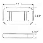 Direct front view of a black rectangular rubber mounting grommet for trailer clearance and side marker lights.