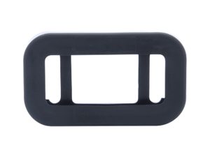 Direct front view of a black rectangular rubber mounting grommet for trailer clearance and side marker lights.