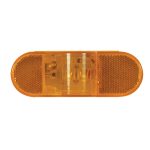 An oval amber stop/turn/marker trailer light shown against a white background, featuring a center bulb lens with built-in side reflex reflectors.
