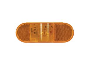 An oval amber stop/turn/marker trailer light shown against a white background, featuring a center bulb lens with built-in side reflex reflectors.