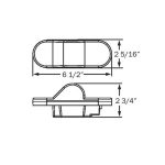 Dimension schematic diagram for an oval trailer light, showing a width of 6 1/2 inches, a height of 2 5/16 inches, and a total depth of 2 3/4 inches.