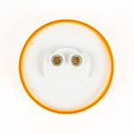 Back of Amber (yellow) 2 1/2 inch Round Clearance Light showing pre-greased plug-in for 2-prong electrical wiring.