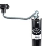 Black Diamond 2,000 lbs A-frame trailer jack with top-wind handle and triangular bolt-on mounting plate on a white background.
