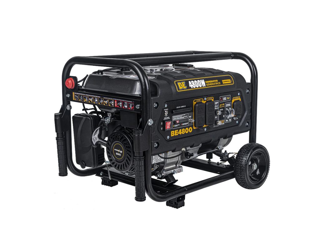 BE Power Equipment BE4800 4800W Commercial Portable Generator with PowerEase 223cc Engine and Wheel Kit