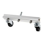 BE Power Equipment aluminum pressure washer undercarriage cleaner with three spray nozzles, swivel caster wheels, and top quick-connect plug fitting isolated on a white background.