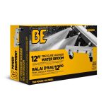 BE Power Equipment aluminum pressure washer undercarriage cleaner with three spray nozzles, swivel caster wheels, and top quick-connect plug fitting isolated on a white background.