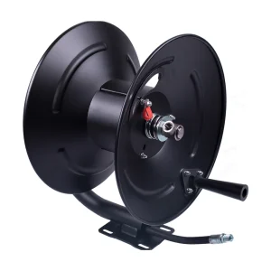 BE Power Equipment 85.402.001 Heavy-Duty Steel Hose Reel with Hand Crank and Mounting Base
