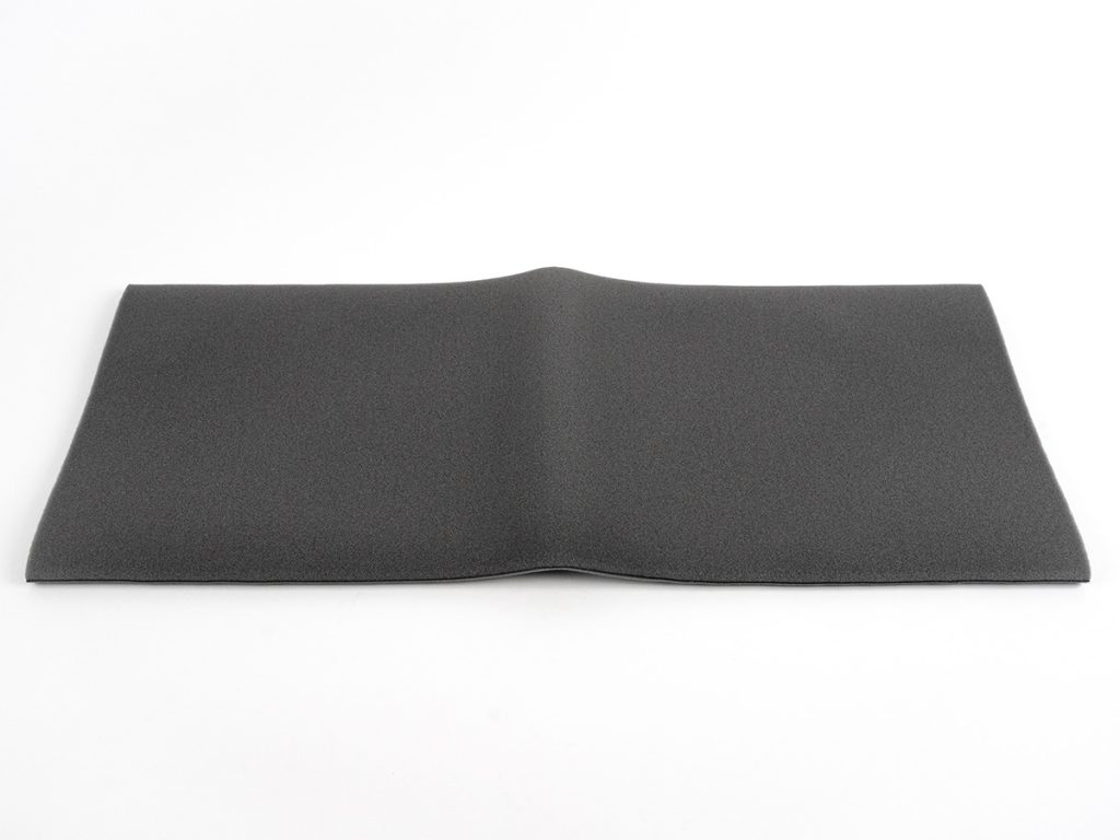 Medallion West Super Flow Replacement Foam pad (Part# WAP100450) laid flat on a white surface, showing its dark grey, fine-porous foam material.