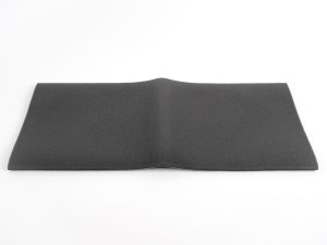 Medallion West Super Flow Replacement Foam pad (Part# WAP100450) laid flat on a white surface, showing its dark grey, fine-porous foam material.