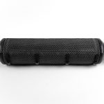 Medallion West Super-Flo SF3 filter featuring a black mesh outer sleeve with securing straps and molded rubber end caps against a clean white studio background.