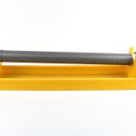 Polywest 3 Foot Super Flow Filter Float (Part# WAP100510) featuring a long grey fine-mesh filter tube resting horizontally inside a yellow polyethylene float tray.