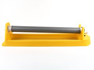 Polywest 3 Foot Super Flow Filter Float (Part# WAP100510) featuring a long grey fine-mesh filter tube resting horizontally inside a yellow polyethylene float tray.