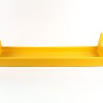 Polywest 3 Foot Super Flow Filter Float (Part# WAP100510) featuring a long grey fine-mesh filter tube resting horizontally inside a yellow polyethylene float tray.