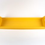 Polywest 3 Foot Super Flow Filter Float (Part# WAP100510) featuring a long grey fine-mesh filter tube resting horizontally inside a yellow polyethylene float tray.