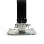 RAM heavy-duty sidewind 7,000 lbs drop-leg square trailer jack with side-mount crank handle, black powder-coated outer tube, zinc-plated footplate, and drop-leg safety pin on a white background.