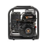 BE Power Equipment gas-powered 3-inch water transfer pump housed inside a heavy-duty black steel roll cage.